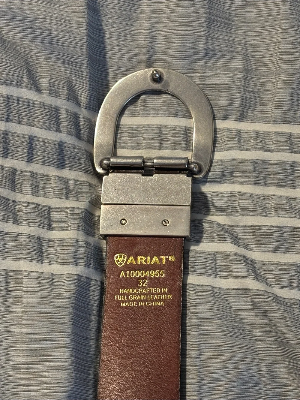 Ariat Black Leather Belt with Silver Horseshoe Buckle